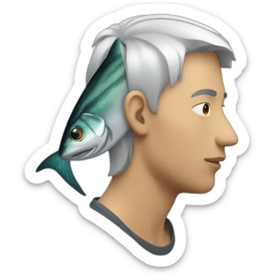 person with a mackeral head bowing sticker