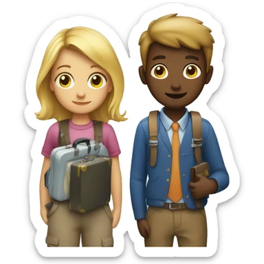 Make and emoji of a kid holding a suitcase  sticker