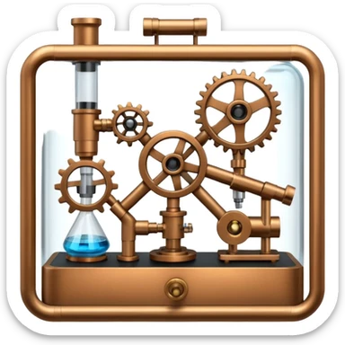 toolbox science, chemicals, mechanical gears, electronics, microscope, bohr atom model sticker