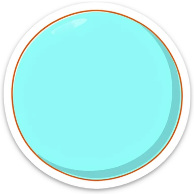 Uranus planet with pale cyan surface, tilted rings, and a friendly face sticker