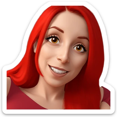 smiling girl with long red hair sticker