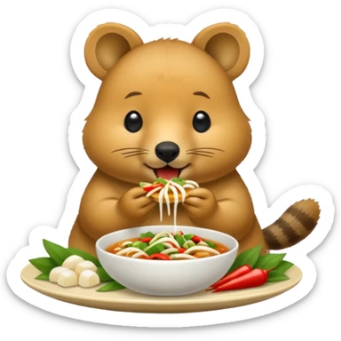 quokka eating vietnamese food sticker