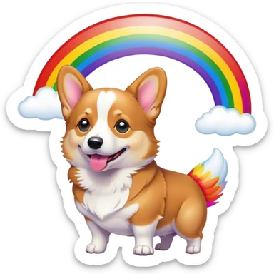 Corgi with a rainbow coming out of its butt sticker