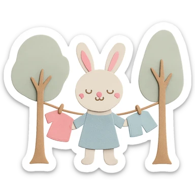 Add another hand to the bunny so both sides look balanced and well-proportioned, keeping all other design elements unchanged sticker