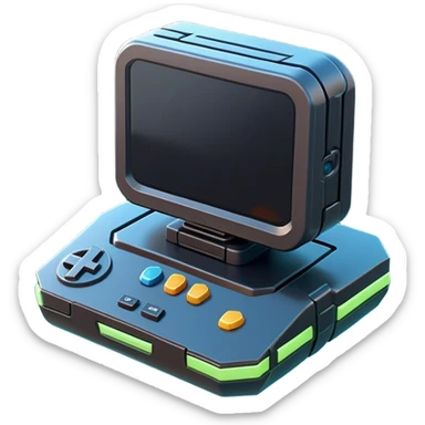 Clash of Clans aesthetic: Cinematic Playful 3D Isometric Sci-Fi Console Emoji, rendered in a 3D vector-style similar to standard emojis with minimal shading and bold, simplified shapes. A compact, distinct form with signature details, softly glowing with a futuristic sci-fi warfare charm. Simplified yet unmistakably iconic, highly detailed and consistent, glowing with a soft radiance and high shine. Stylized with a touch of high-tech brilliance and a soft glowing outline, capturing the essence of a beloved gaming relic with a friendly, playful manner! sticker