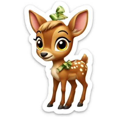 Bambi with bow sticker