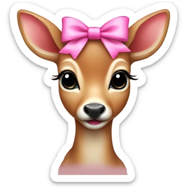 Baby deer with pink bow on neck sticker