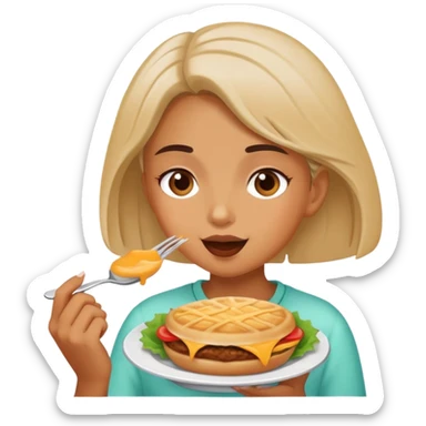 a girl eating food sticker
