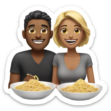romantic noodle date with beautiful loving couple sticker