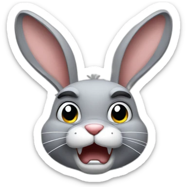 Angry gray rabbit sticker