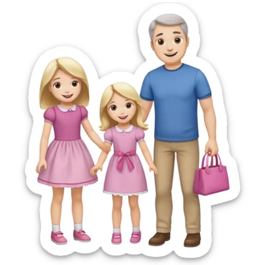 father and daughter playing dolls full body sticker