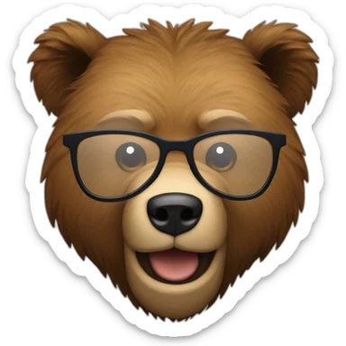 grizzly bear head, smiling, eyeglasses, blackbeard sticker