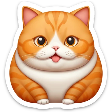 Chubby fat hungry cute funny cat with big eye  sticker