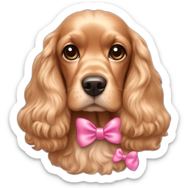 Cocker spaniel with a little pink bow on the top head sticker