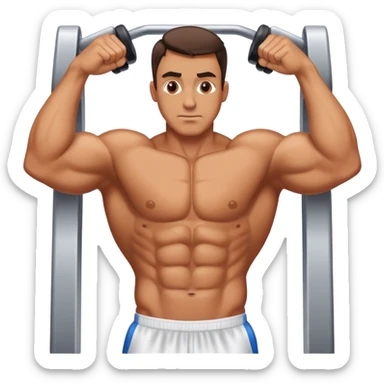 guy squeezing pecs gym sticker