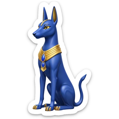 Proud Black, gold, and details of lapis anubis statue posed  sticker