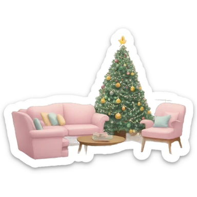 pastel christmas living room no people sticker