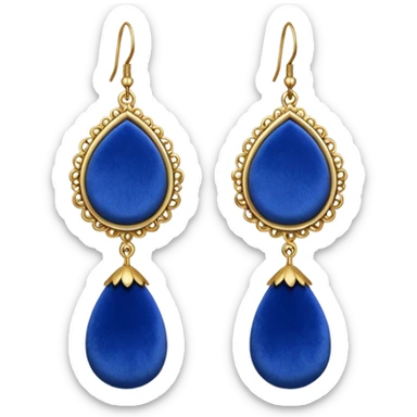 Earring with blue velvet fabric sticker