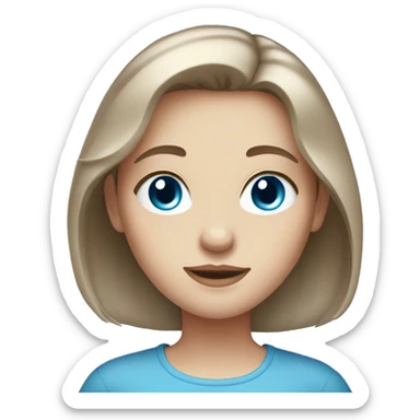 pale girl with BROWN medium length hair and blue eyes sticker