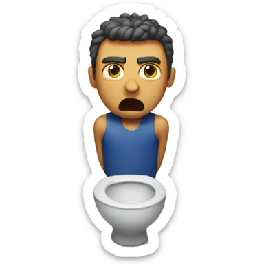 Angry man coming out of 2 toilets sticker