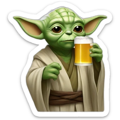 Yoda drinking a beer sticker
