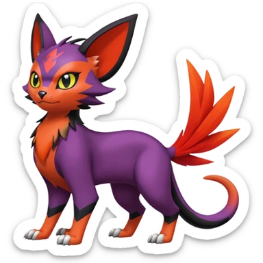 Liepard-Noivern-Litten-Sprigatito-Pokémon-fusion-creature (full body) sticker