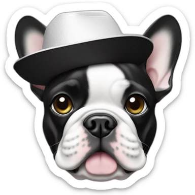 French bulldog with Schweppes hat black and white sticker