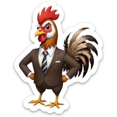 Rooster in office suit realistic  sticker