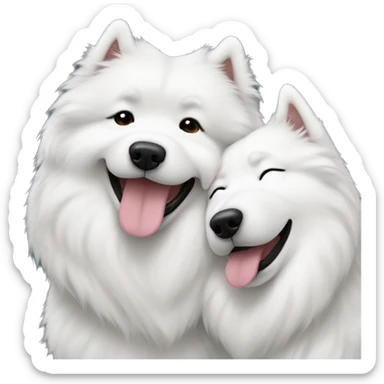 Samoyed hugging another samoyed  sticker