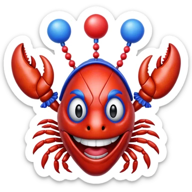 Lobster head with clown makeup sticker
