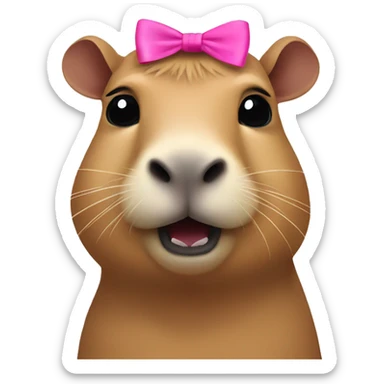 Capybara with a pink bow on its head sticker