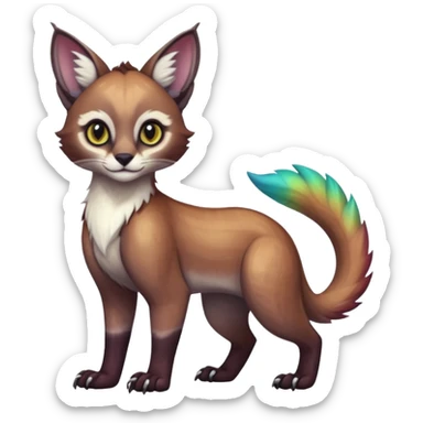 dark fruity white glorious iridescent divine exotic cute cool beautiful beautiful fantasy-caracal-civet-genet-sergal-vernid-Gryphon-Cacomistle-Trico-oncilla-animal-Fakémon-hybrid-fursona (full body) sticker