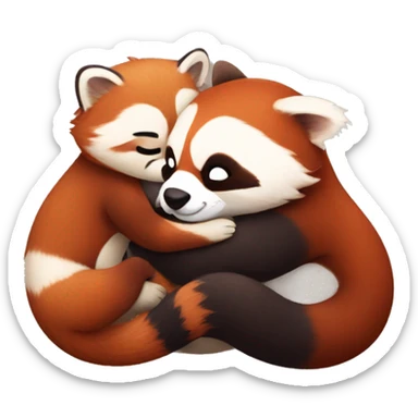 Red panda hugging otter sticker
