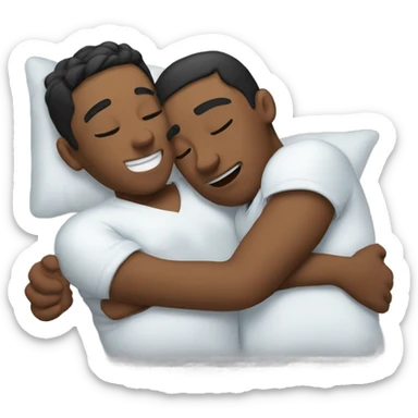 Two lovers hug in bed sticker