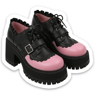 BLACKPINK-inspired gothic shoes, no hearts, black and pink, cute, remove background sticker
