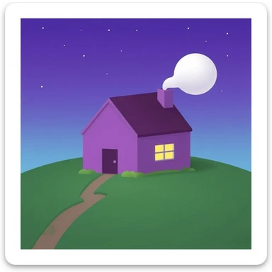 cozy purple house with warm glowing window sticker