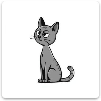 gray hairless cat with black nose looking with disgust sticker