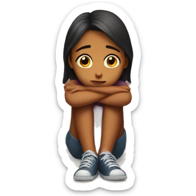 sad girl sitting in the corner sticker