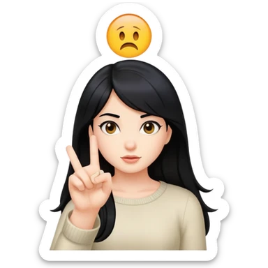 girl with black hair flipping off screen sticker