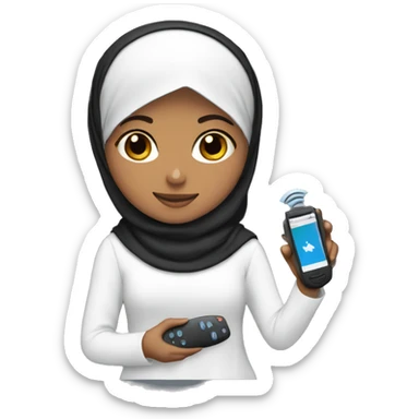 Hijabi girl holding  anki remote  sticker