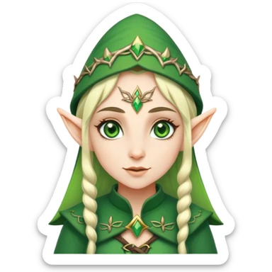 female elf character with forest attire sticker