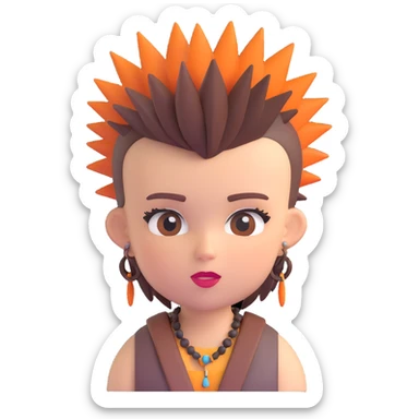 girl with a mohawk, 3d emoji style sticker