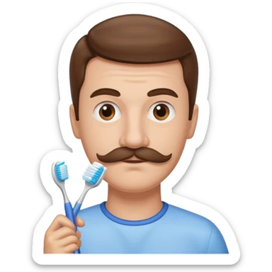 man with toothbrush moustache sticker