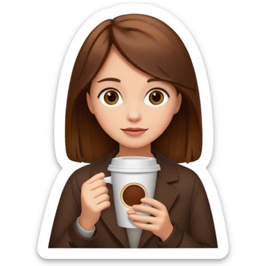 Brown haired girl with coffee sticker