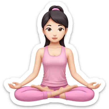 asian yoga girl light pink clothes  sticker