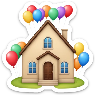 beije house with balloons on top sticker
