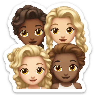 cute girl group of 3 girls and 3 girls sticker