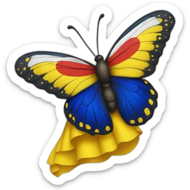 Una mariposa con los colores de la bandera de Colombia sticker