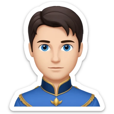 Prince Fiyero from Wicked with blue eyes, dark brown hair, blue outfit sticker