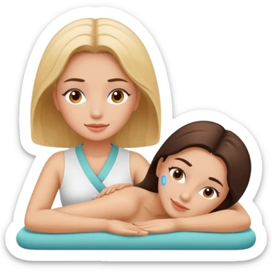girl relaxing while getting massage from woman sticker